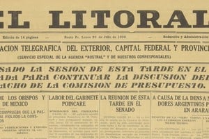 Portada de la edición del 26 de julio de 1929 de diario El Litoral (detalle).