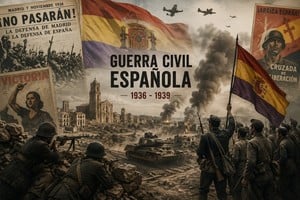Representación alegórica de un conflicto bélico con múltiples facetas: lucha de clases, guerra de religión, enfrentamiento entre nacionalismos opuestos, confrontación entre una dictadura militar y una democracia republicana, contrarrevolución y revolución, fascismo y comunismo.
