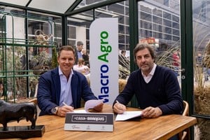 Jorge Brito, presidente de Banco Macro y Mauricio Groppo, titular de la Asociación Argentina de Brangus.
