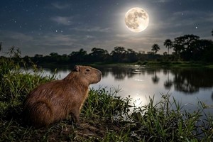 Para disfrutar la Luna llena del carpincho el CODE fijó la cita para este miércoles a las 18:00 en su sede de la Costanera. Imagen creada con IA.