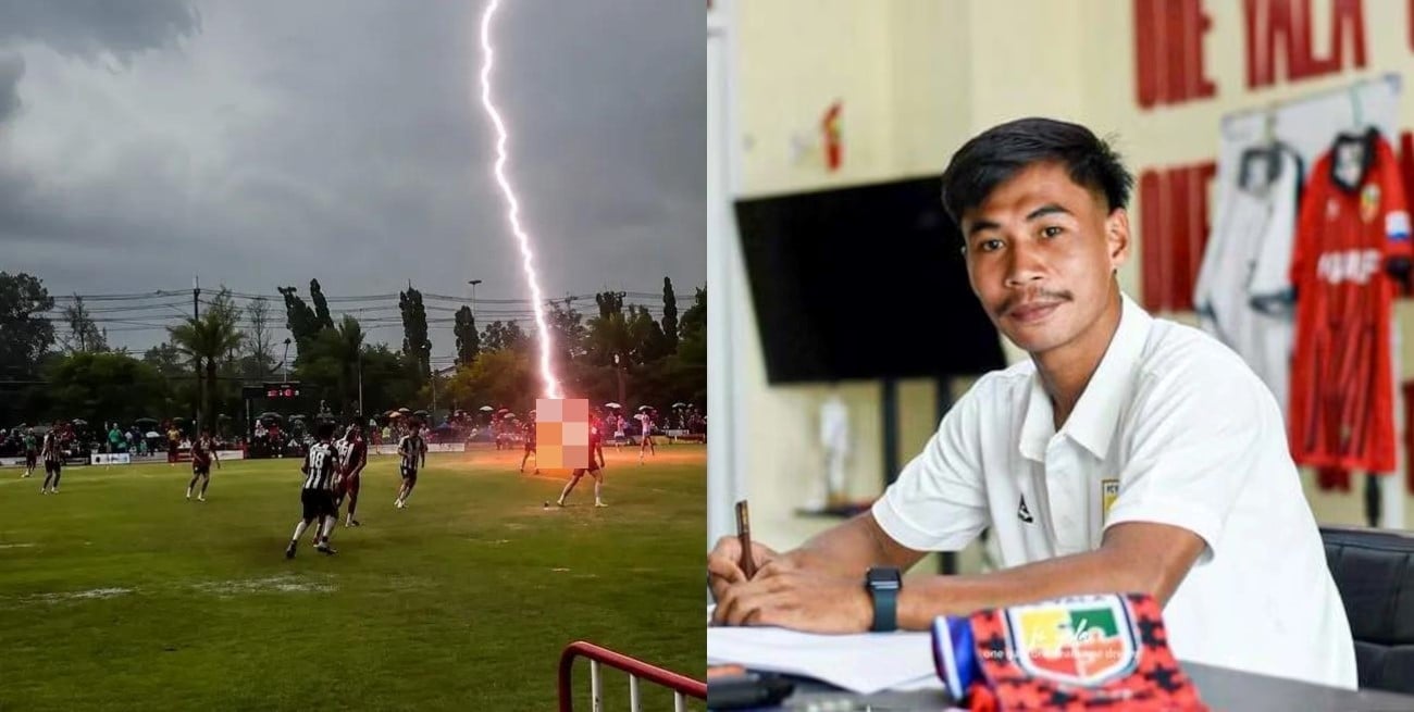 Murió un futbolista de 24 años tras ser alcanzado por un rayo durante un partido en Tailandia