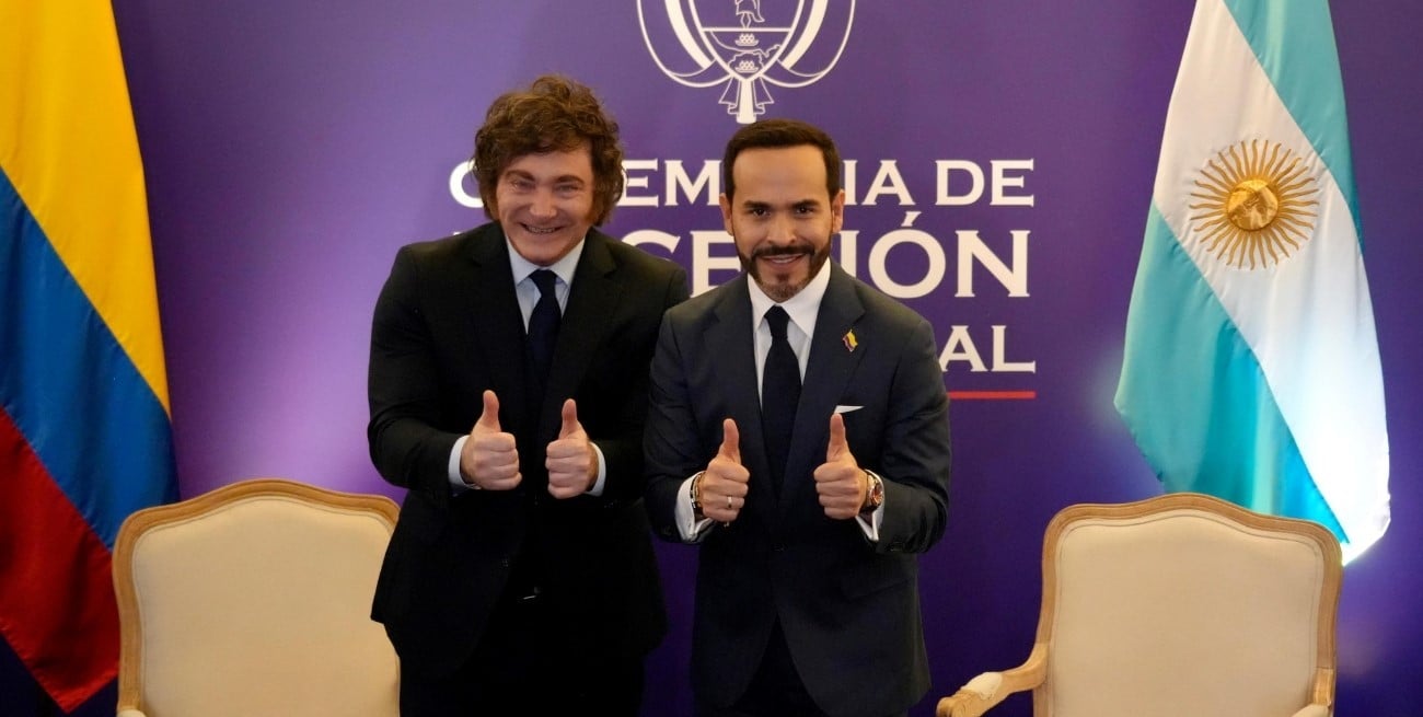 Javier Milei y Abelardo de la Espriella juntos antes del traspaso presidencial en Colombia