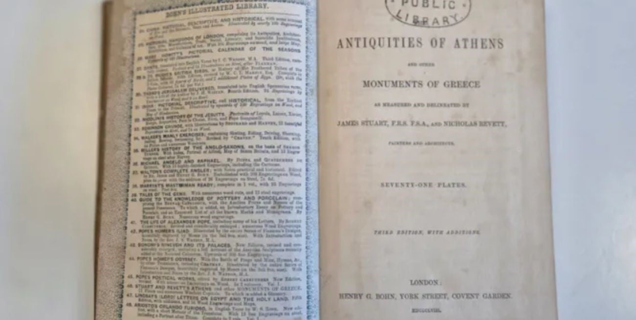 Con 150 años de retraso, devolvieron "Antigüedades de Atenas" a la biblioteca de Kiama