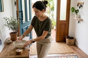 La práctica busca simbolizar una limpieza energética del hogar.