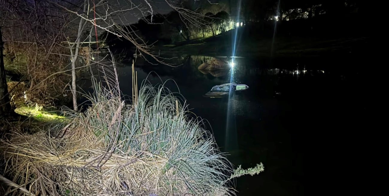 Video: un policía rescató a un adolescente que quedó atrapado tras caer un auto al río