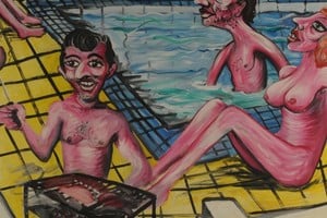Fragmento de "La terraza" de Pablo Suárez. Foto: Museo Nacional de Bellas Artes