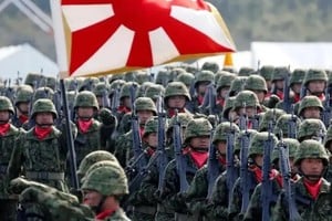 Soldados de las Fuerzas de Autodefensa de Japón. Es el cuerpo militar de defensa del país.
