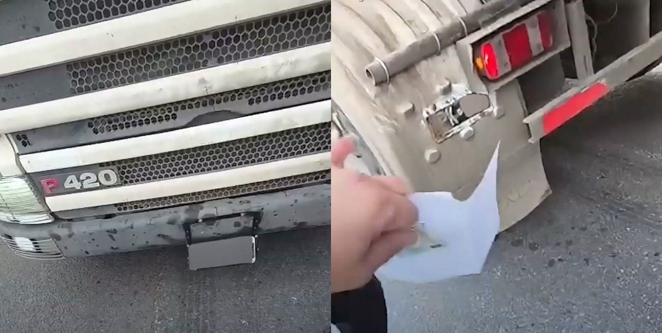 Video: el insólito método de un camionero para ocultar las patentes y evitar los radares