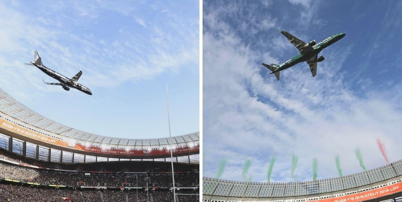 Sorpresa en un partido de rugby: dos aviones pasaron a metros de un estadio