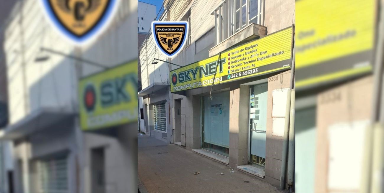 Robaron un reflector de un local de computación y los detuvieron a pocas cuadras