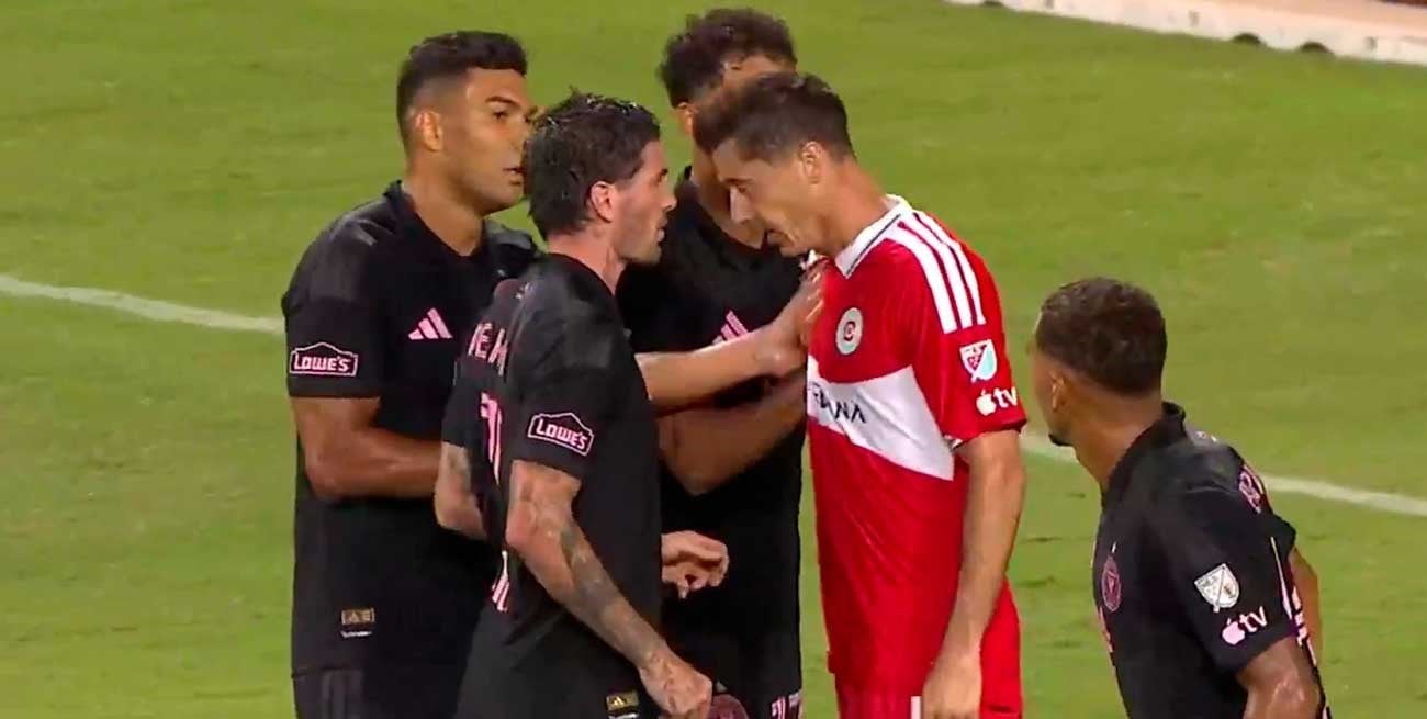 De Paul y Lewandowski, cara a cara: el fuerte cruce que protagonizaron en el empate de Inter Miami