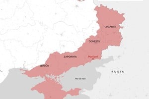 Mariúpol, Melitópol, Lugansk y Crimea, territorios que el ejército ruso controla desde 2014 y 2022. Crédito: BBC