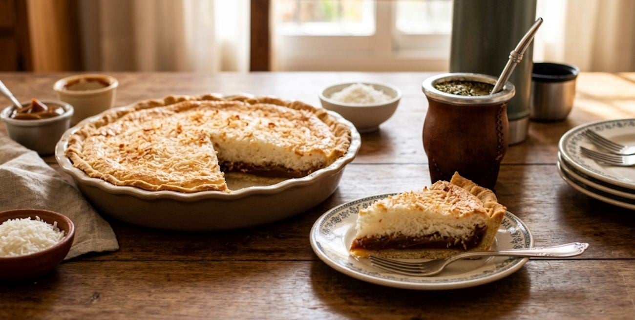 Tarta soufflé de coco y dulce de leche: la receta fácil que se volvió tendencia para la merienda